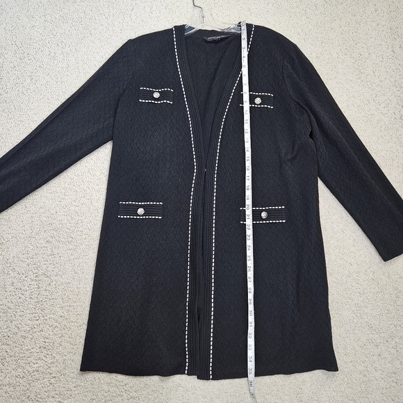 Ming Wang Duster Long Cardigan Black Career Designer Sweater Womens XL - Picture 6 of 10